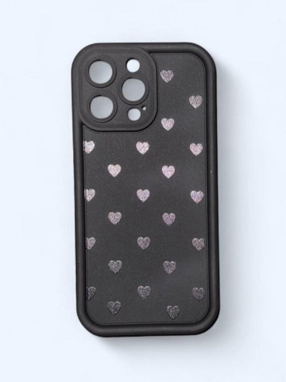 Black w/ Heart Pattern iPhone 15 Pro Max Case